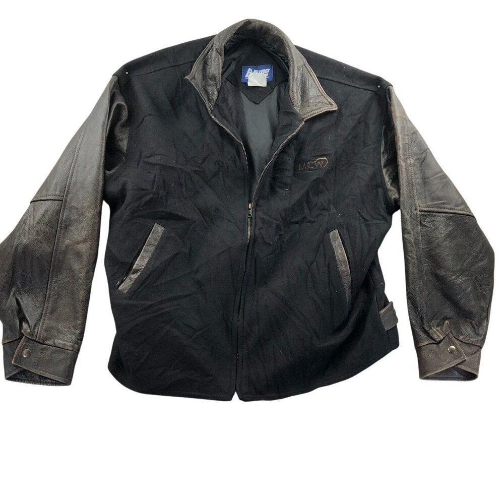 Vintage Astro Wear Ltd Men Varsity Jacket XL Wool Blend with Leather Sleeves